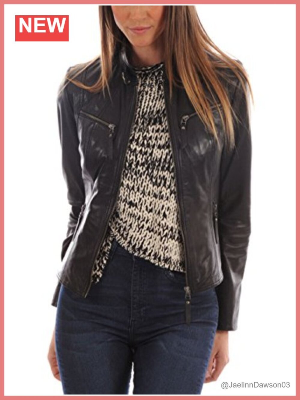 Womens Genuine Lambskin Leather Biker Jacket Zip Moto Coat